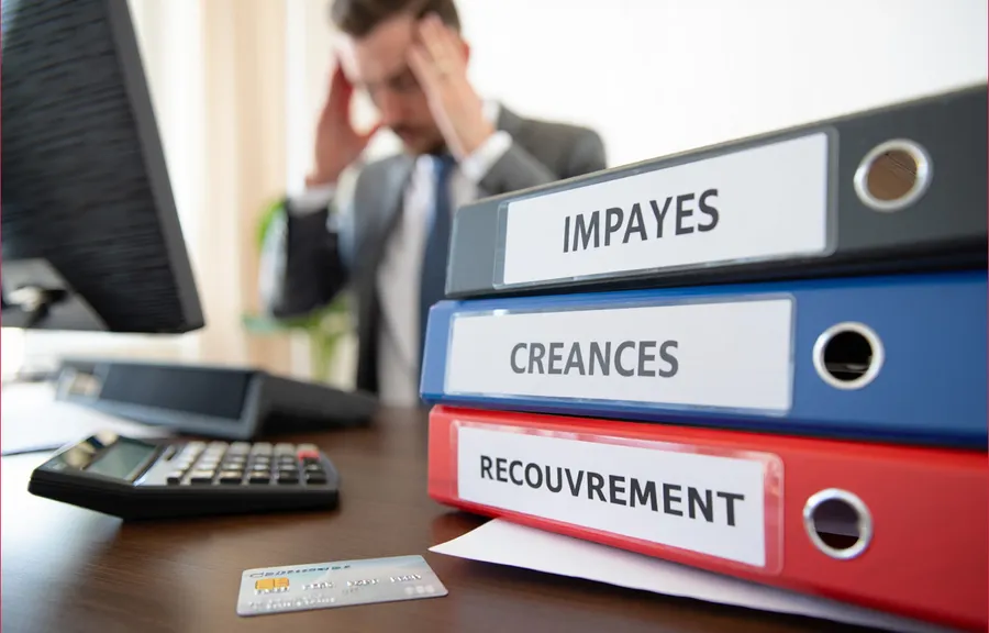 Dossiers d'impayés, de créances et de recouvrement sur le bureau d'un créancier